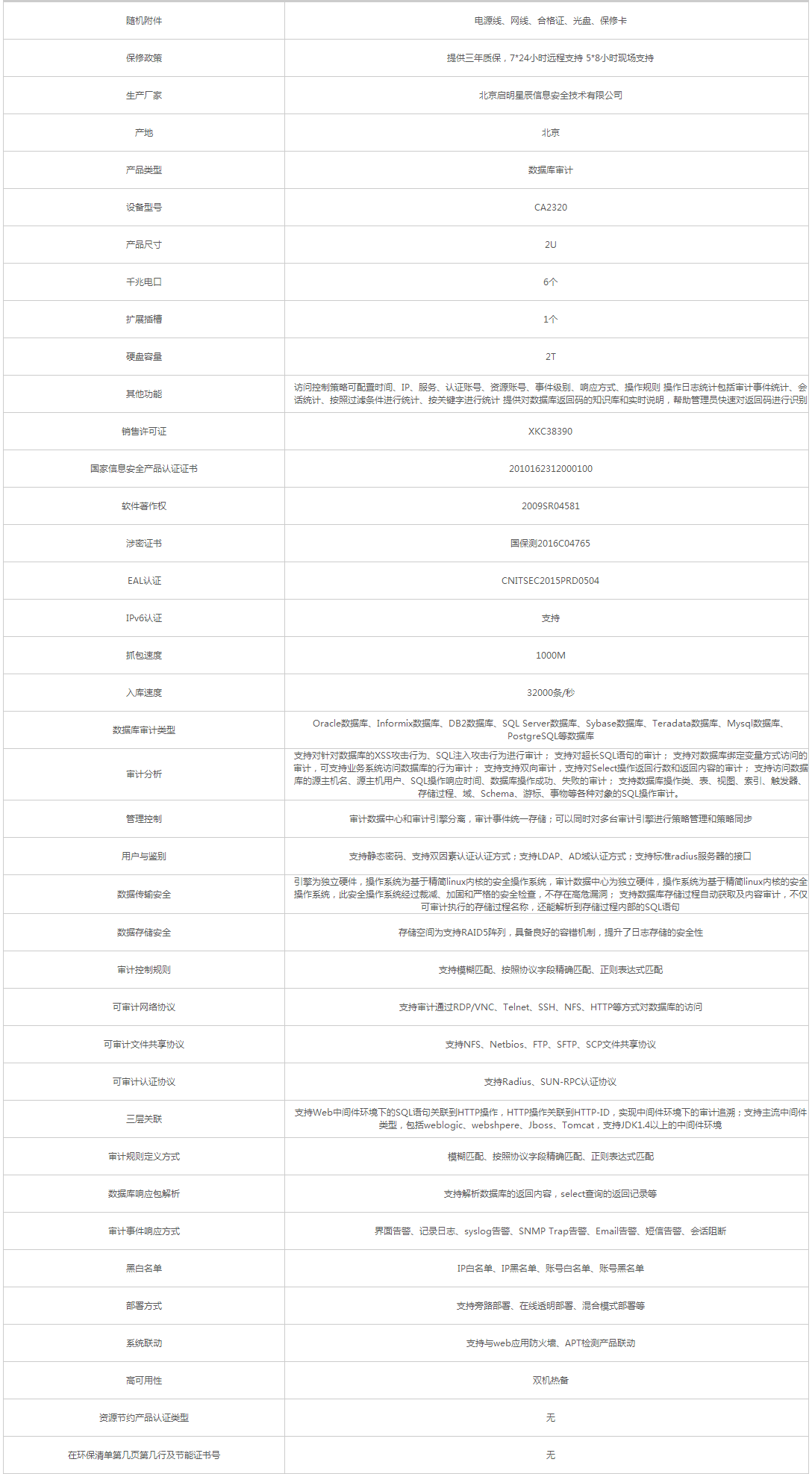 啟明星辰_VENUS 天玥CA2320 安全審計設(shè)備 - 政府采購網(wǎng)上超市.png